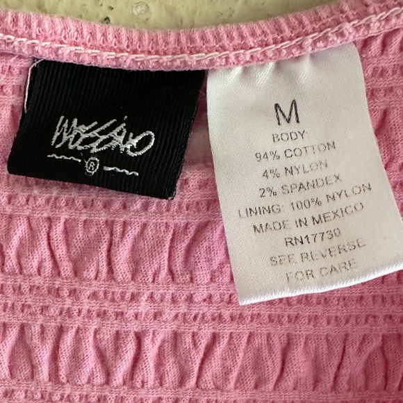 Mossimo Pink Smocked Tank Top Crossover V Neck size M - Picture 7 of 7